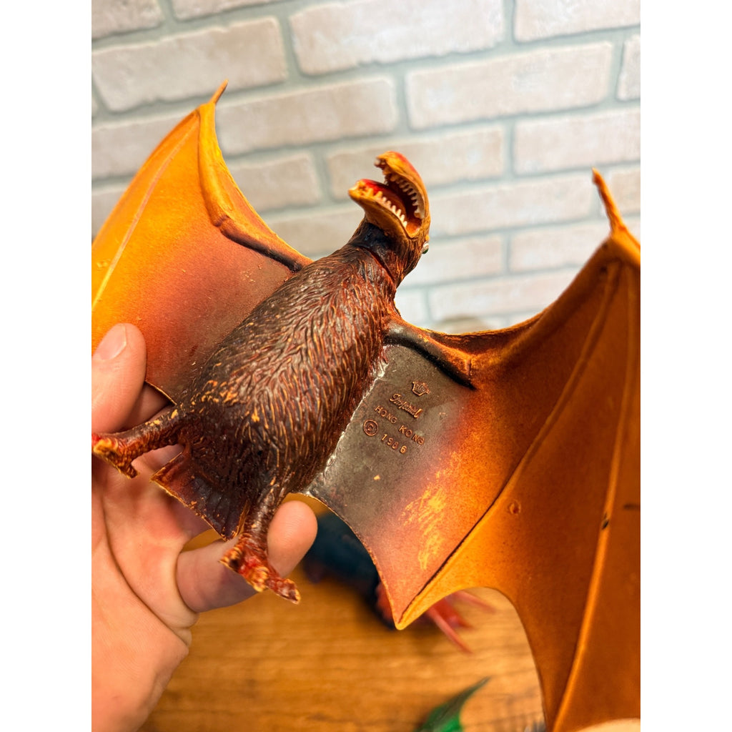Vintage Toy Dinosaur Rubber Plastic Lot Imperial Pterodactyl Dor Mei ++