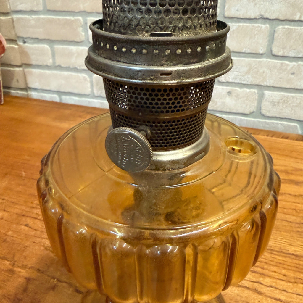 Vintage Aladdin Amber Yellow Oil Burner Lamp - No Chimney As-Is