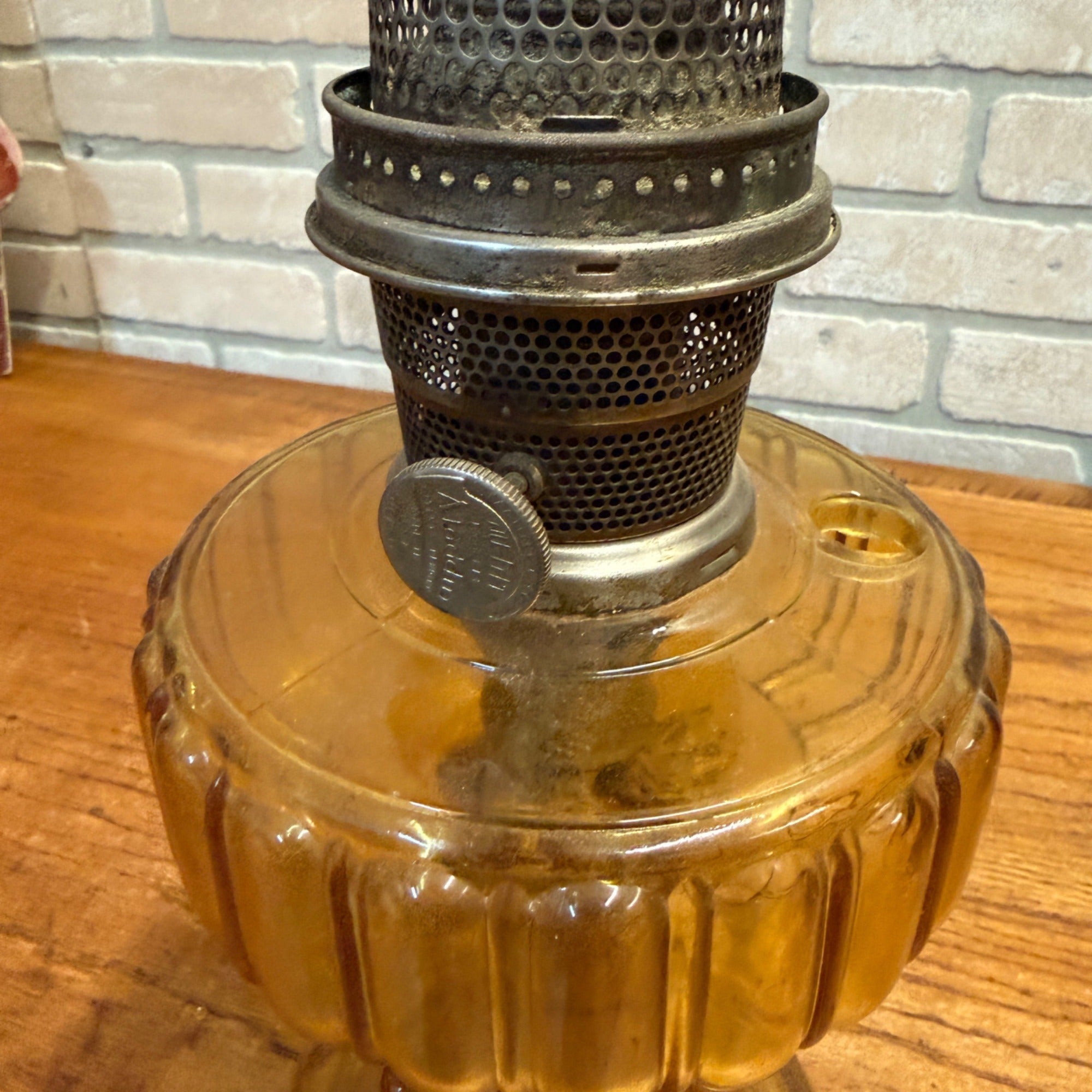Vintage Aladdin Amber Yellow Oil Burner Lamp - No Chimney As-Is