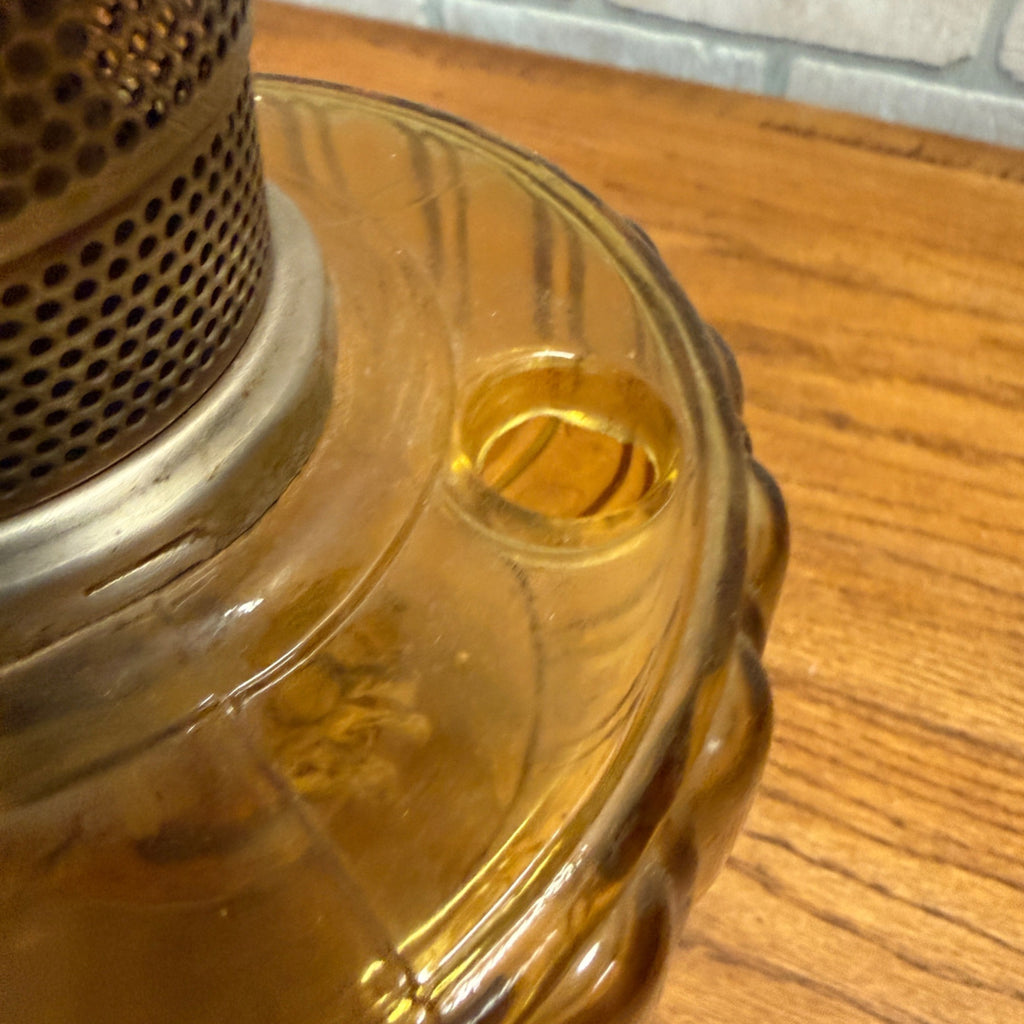 Vintage Aladdin Amber Yellow Oil Burner Lamp - No Chimney As-Is