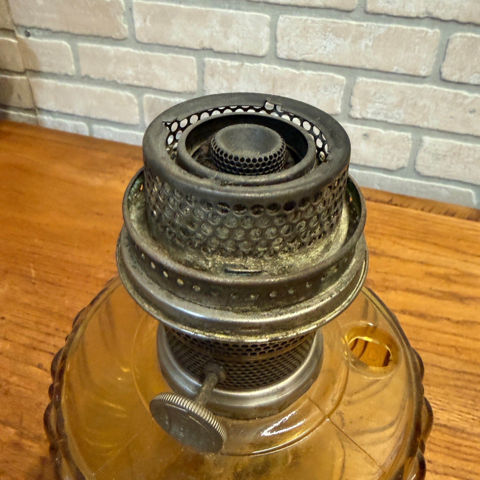 Vintage Aladdin Amber Yellow Oil Burner Lamp - No Chimney As-Is