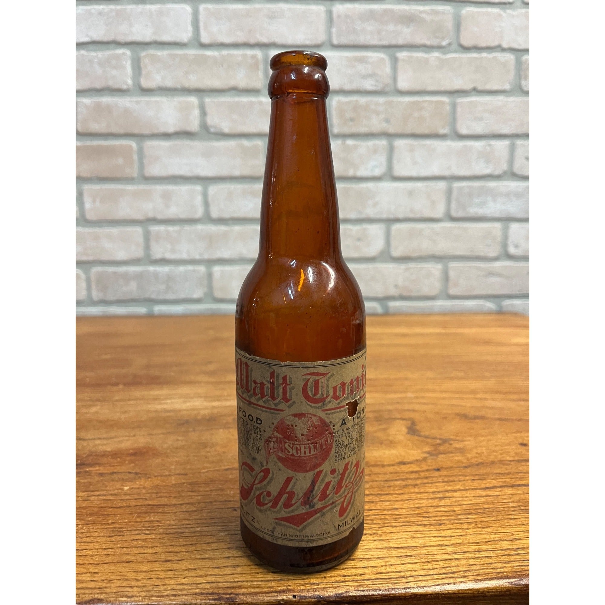 Pre-Pro 1900s Schlitz Beer Milwaukee Wis Malt Tonic Bottle w/ Labels