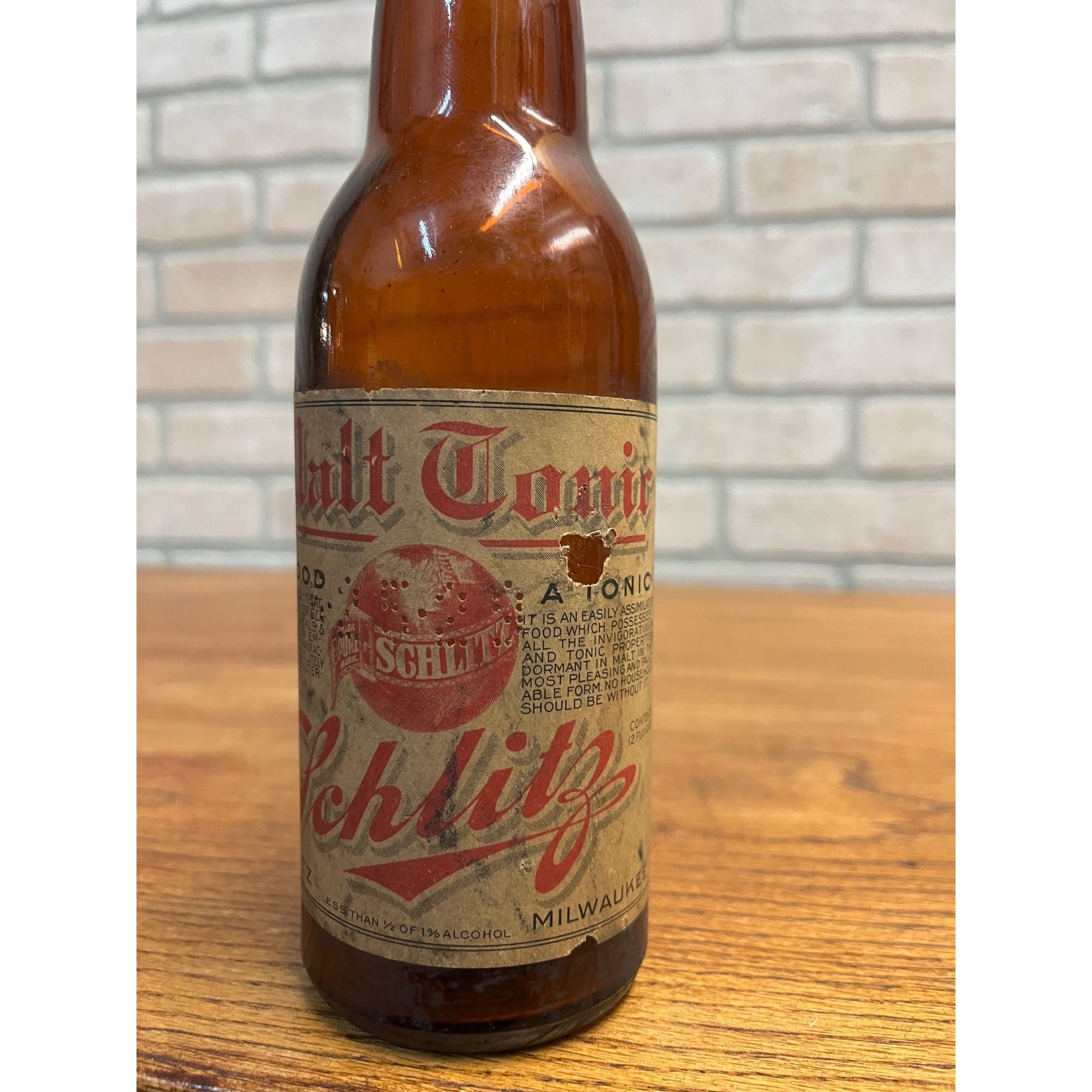 Pre-Pro 1900s Schlitz Beer Milwaukee Wis Malt Tonic Bottle w/ Labels