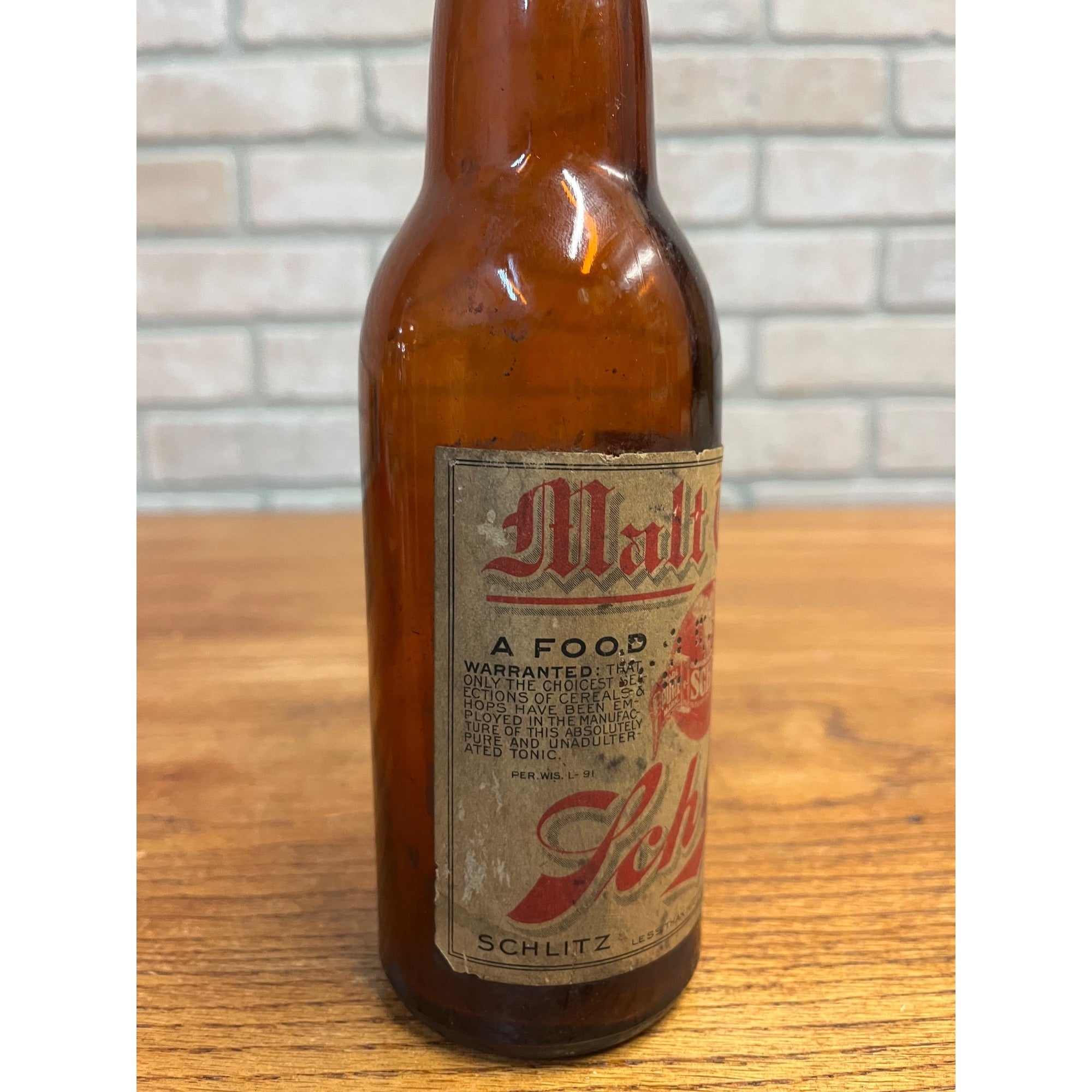 Pre-Pro 1900s Schlitz Beer Milwaukee Wis Malt Tonic Bottle w/ Labels