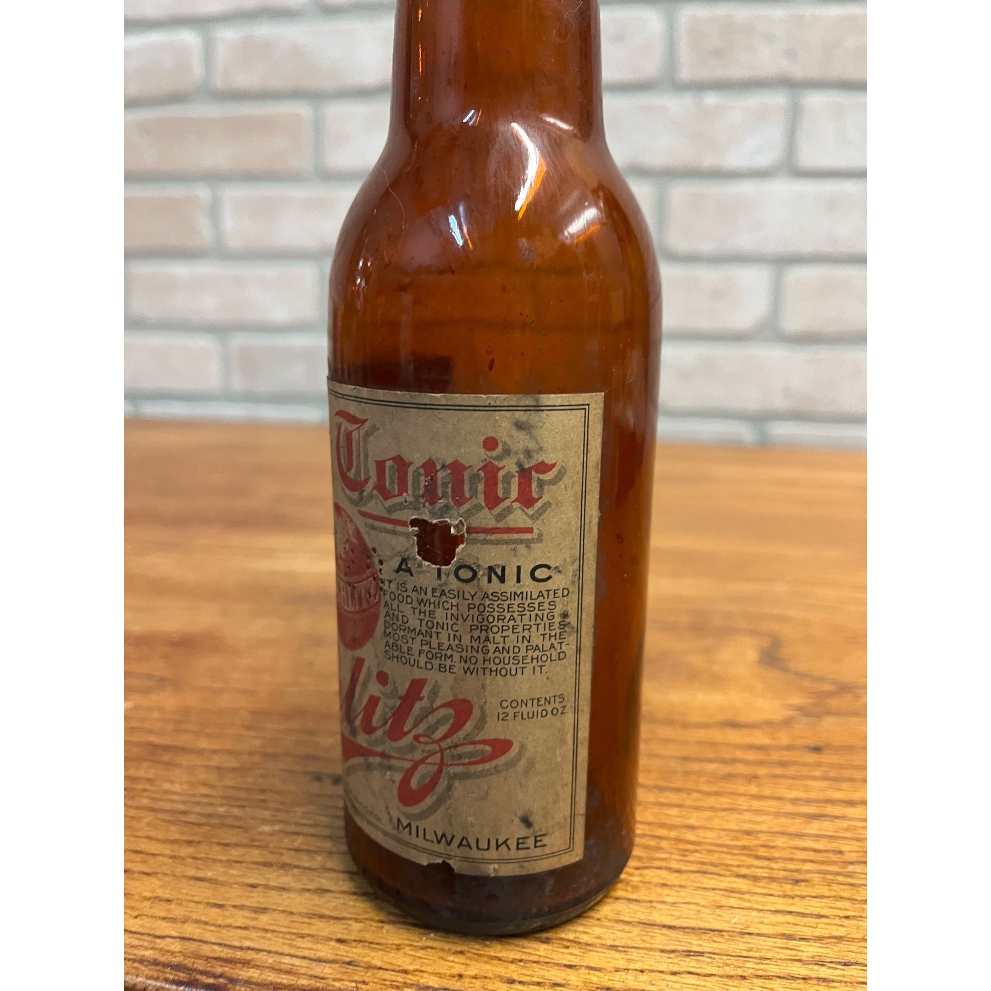 Pre-Pro 1900s Schlitz Beer Milwaukee Wis Malt Tonic Bottle w/ Labels