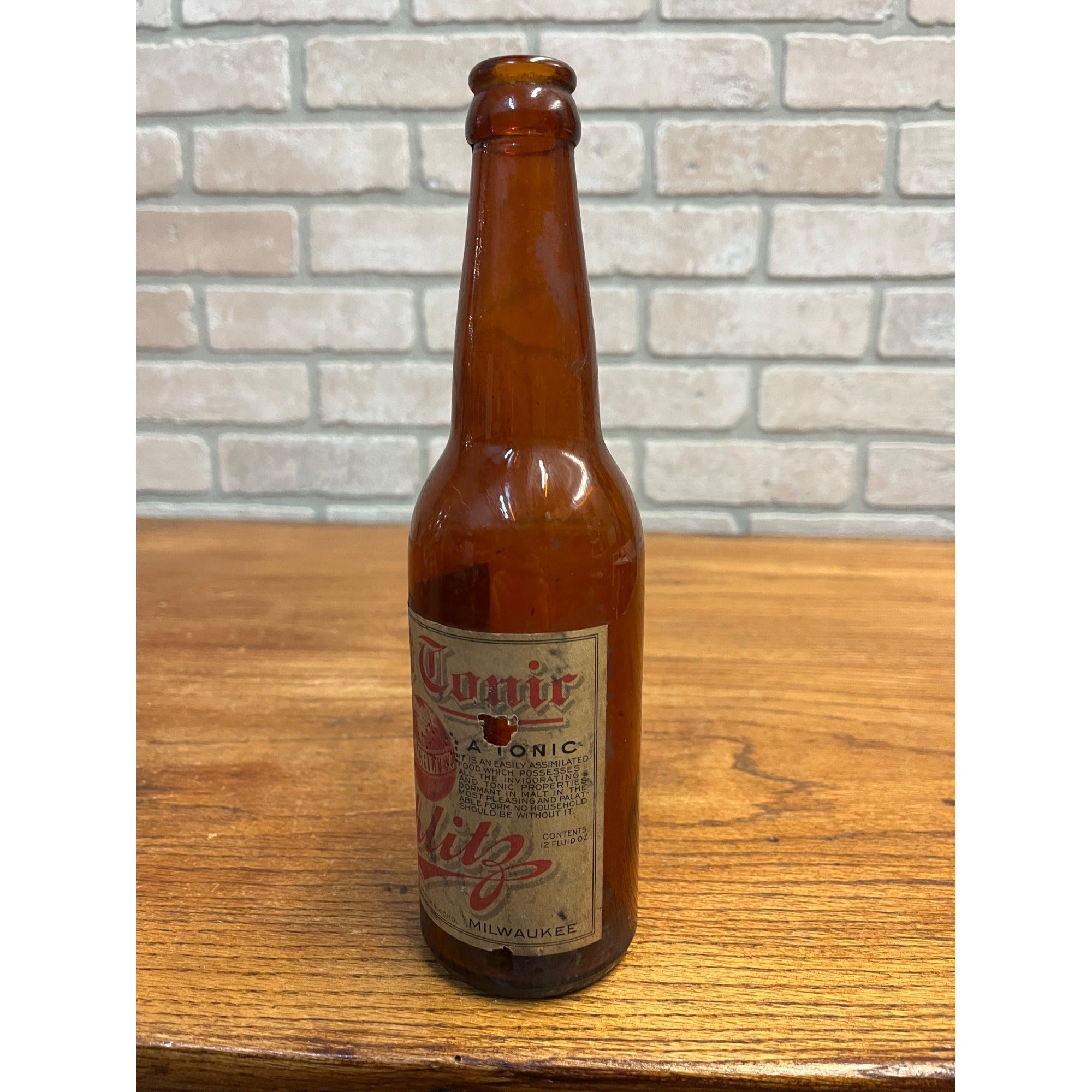 Pre-Pro 1900s Schlitz Beer Milwaukee Wis Malt Tonic Bottle w/ Labels