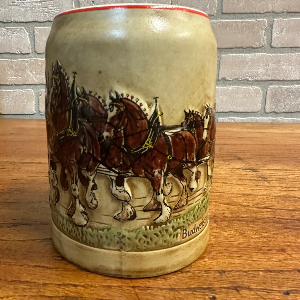 Vintage 1980 Budweiser Champion Clydesdales Ceramarte 20 OZ. Mug Beer Stein 5"