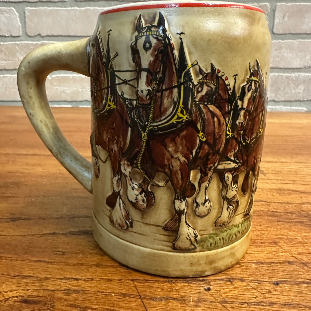 Vintage 1980 Budweiser Champion Clydesdales Ceramarte 20 OZ. Mug Beer Stein 5"
