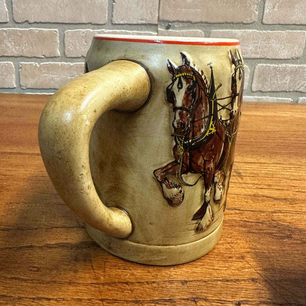 Vintage 1980 Budweiser Champion Clydesdales Ceramarte 20 OZ. Mug Beer Stein 5"