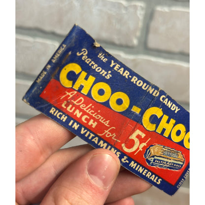 RARE Vintage 1920s Pearson's Choo-Choo Candy Bar 5 Cents Match Book Nut Roll