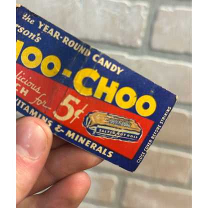 RARE Vintage 1920s Pearson's Choo-Choo Candy Bar 5 Cents Match Book Nut Roll