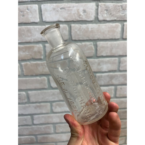 Antique Glycozone Bottle CH Marchand New York NY Glass Medicine Jar Embossed