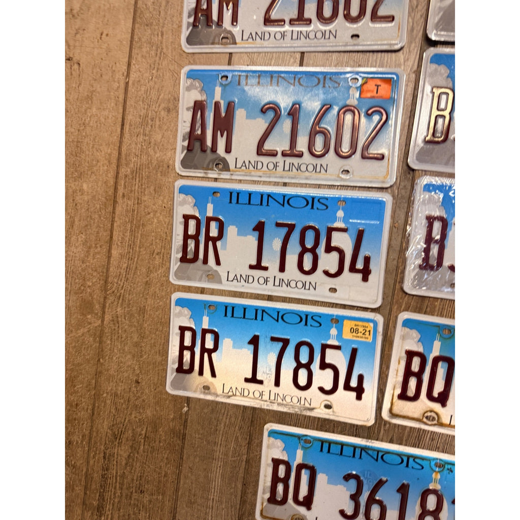 Vintage Large Lot (10) Illinois Skyline License Plates 2020s Land of Lincoln