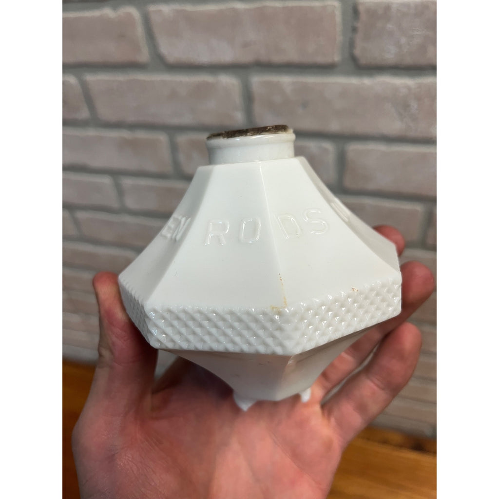 Antique White Milk Glass Wmg Diddie Blitzen Lightning Rod Ball Weathervane