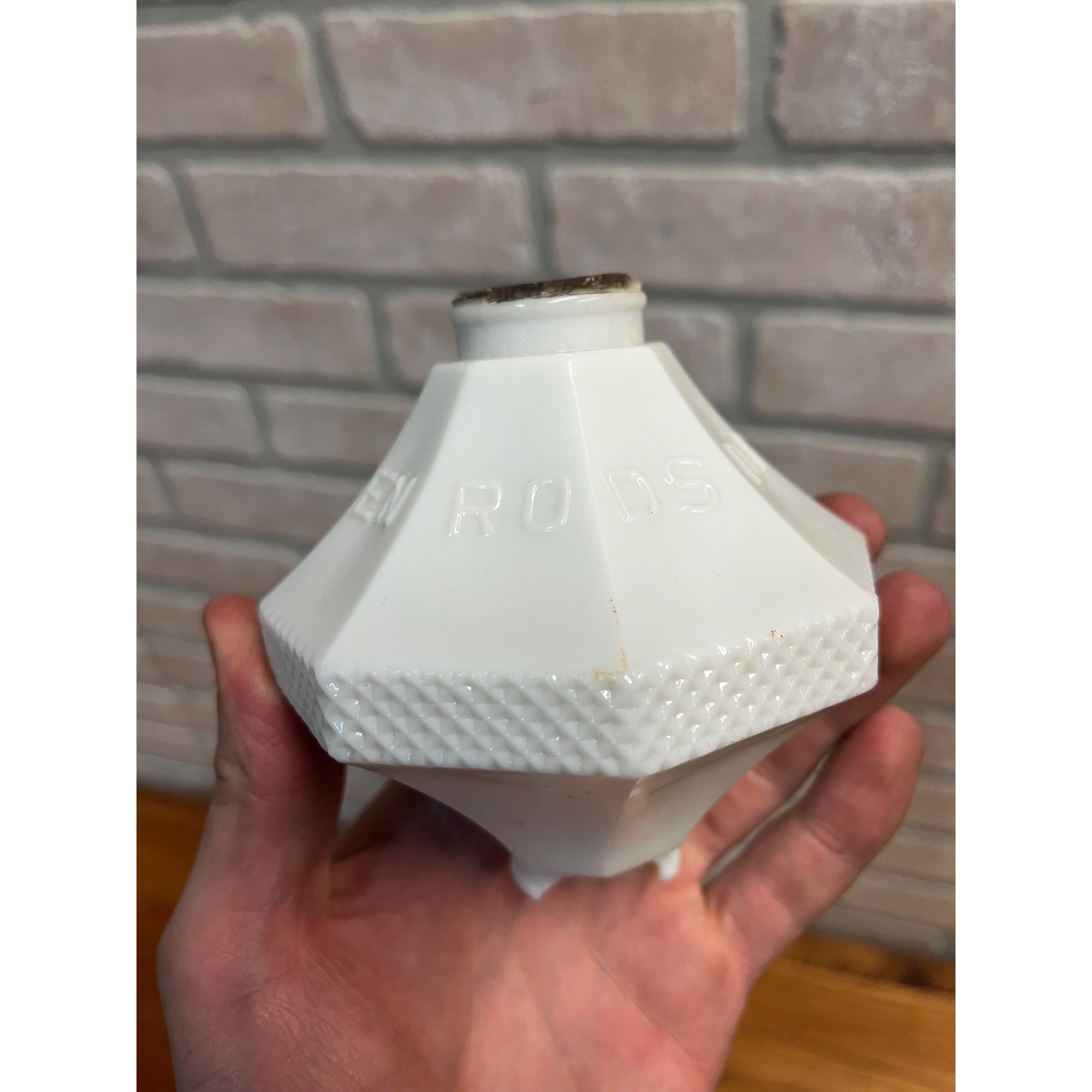 Antique White Milk Glass Wmg Diddie Blitzen Lightning Rod Ball Weathervane