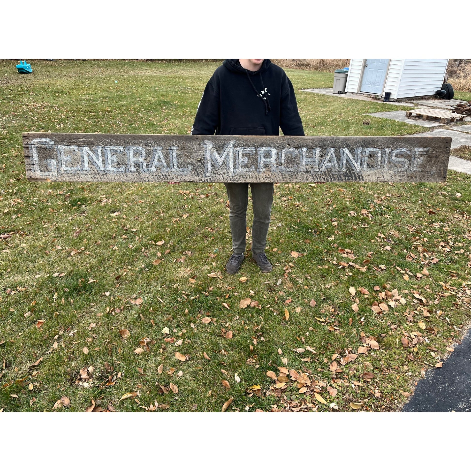 Original 1900s "General Merchandise" Hand Painted Store Trade Advertising Sign