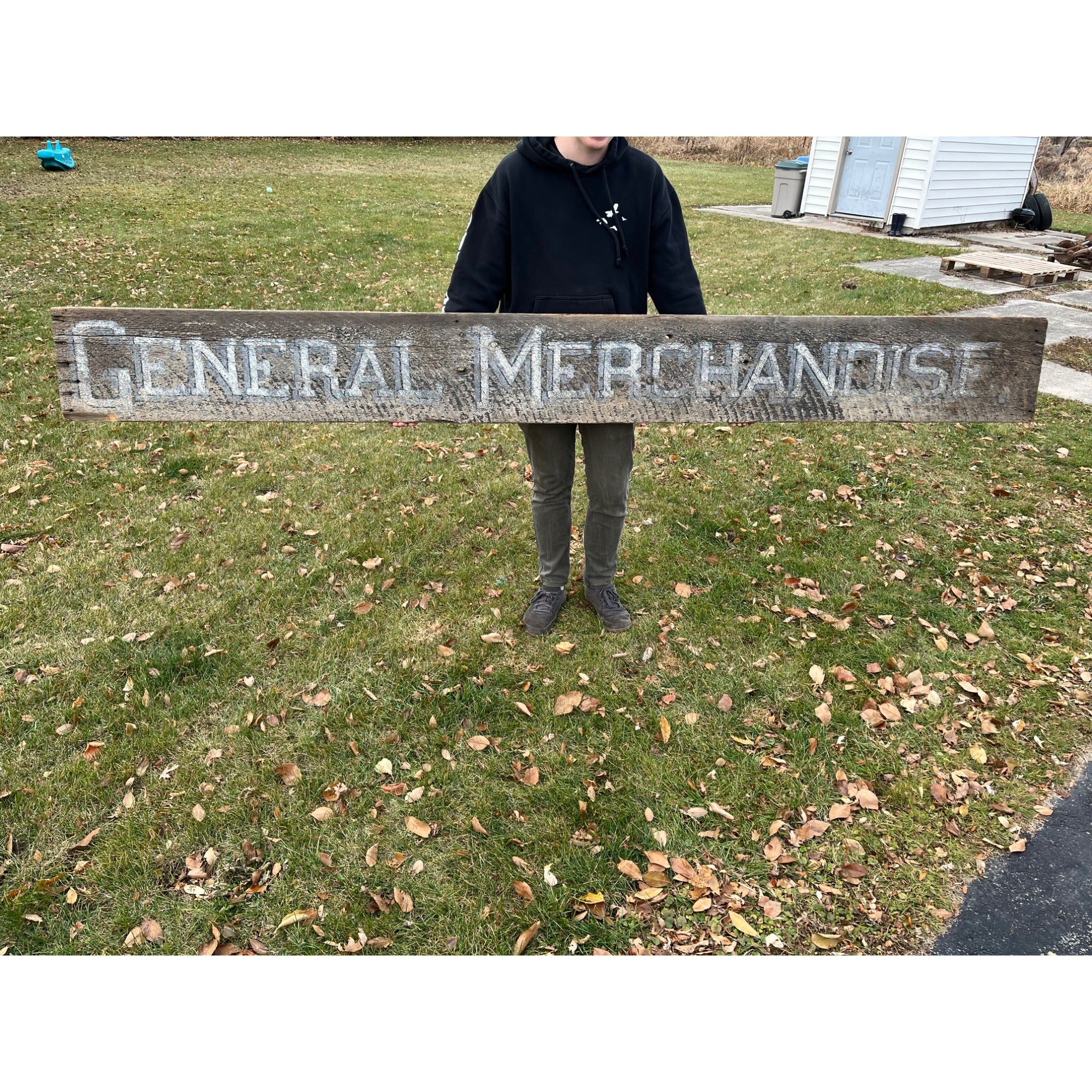 Original 1900s "General Merchandise" Hand Painted Store Trade Advertising Sign