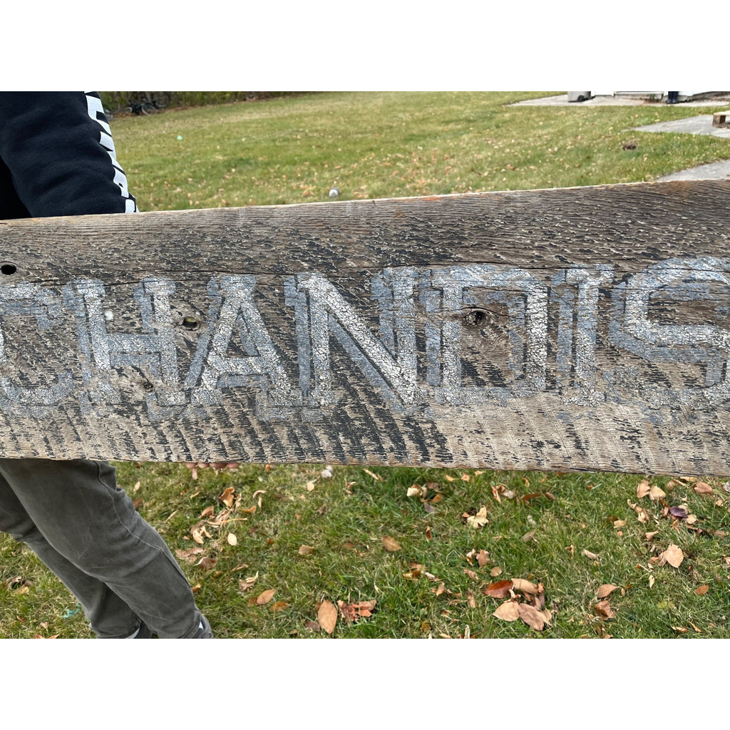 Original 1900s "General Merchandise" Hand Painted Store Trade Advertising Sign