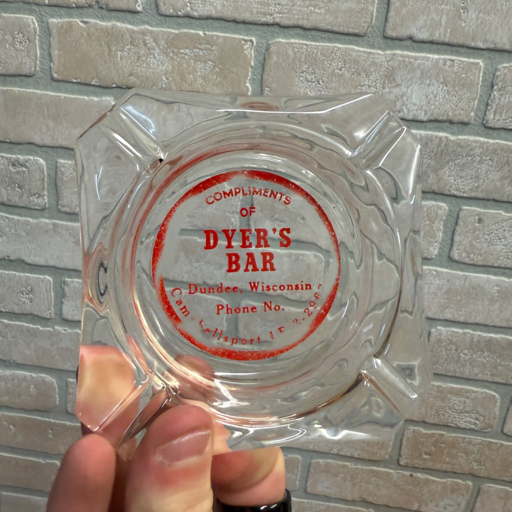 Vintage Dyer's Bar Tavern Advertising Ashtray Dundee Kewaskum Wisconsin