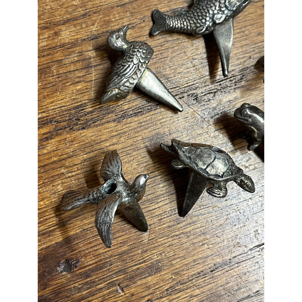 Vintage Reed & Barton Ocean Animal Birthday Candle Holders Set Of 6 Silver Plate