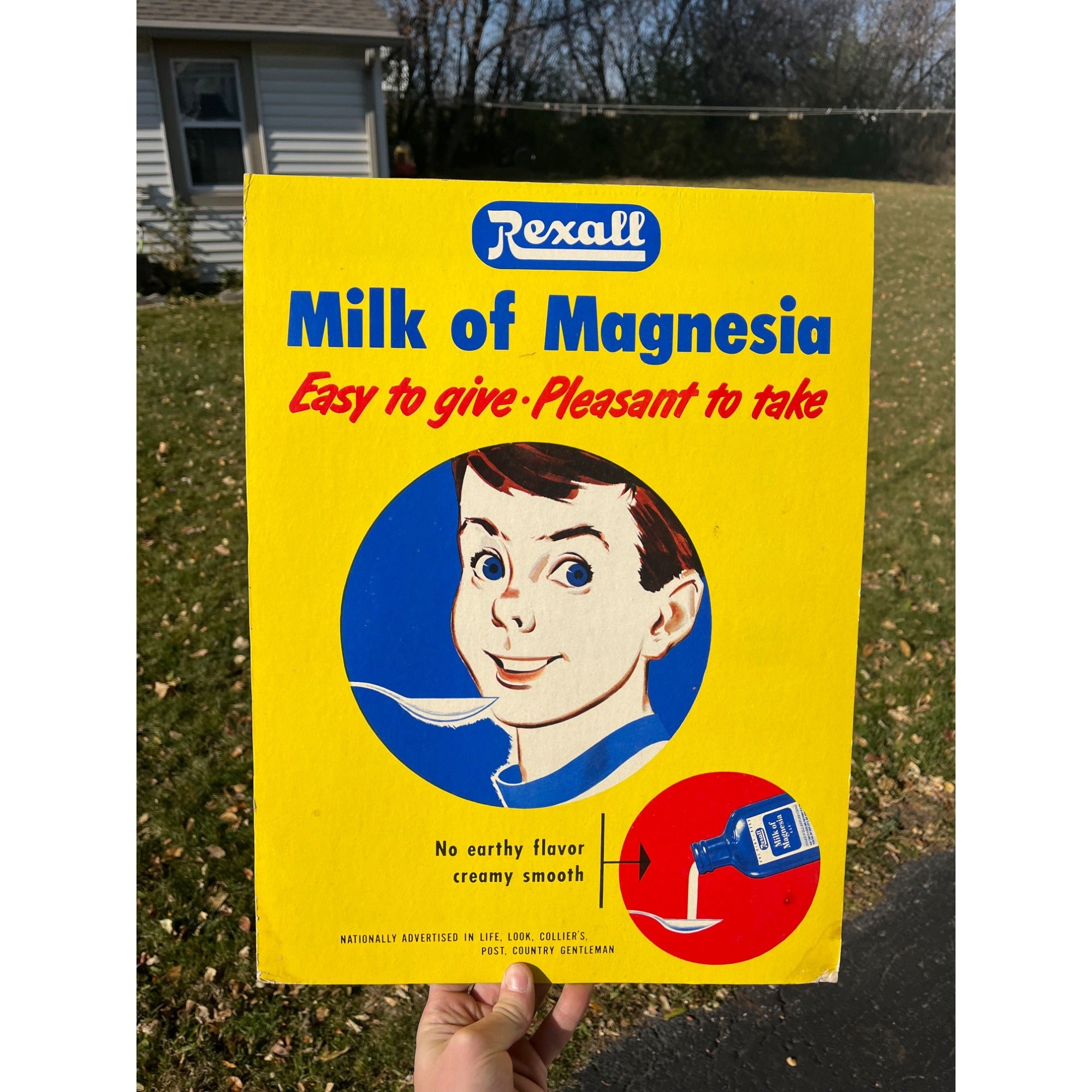 Vintage Rexall Milk Of Magnesia Cardboard Advertising Sign Store Display