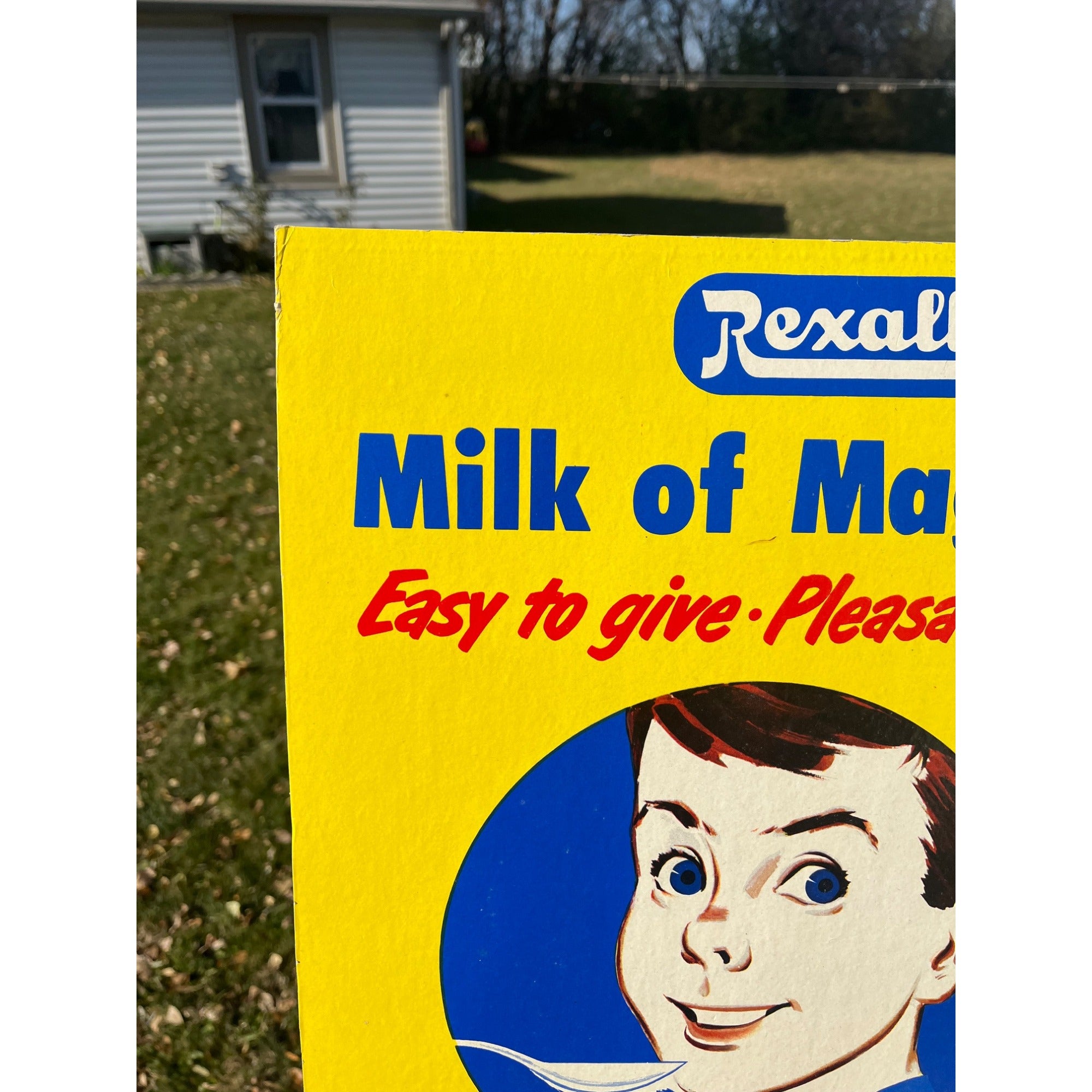 Vintage Rexall Milk Of Magnesia Cardboard Advertising Sign Store Display