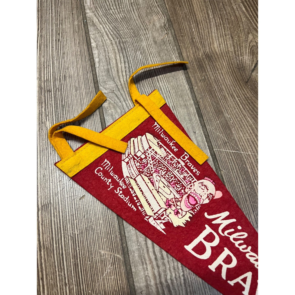 Vintage 1950s Milwaukee Braves Mini 12" Felt Pennant Flag MLB Baseball Indian