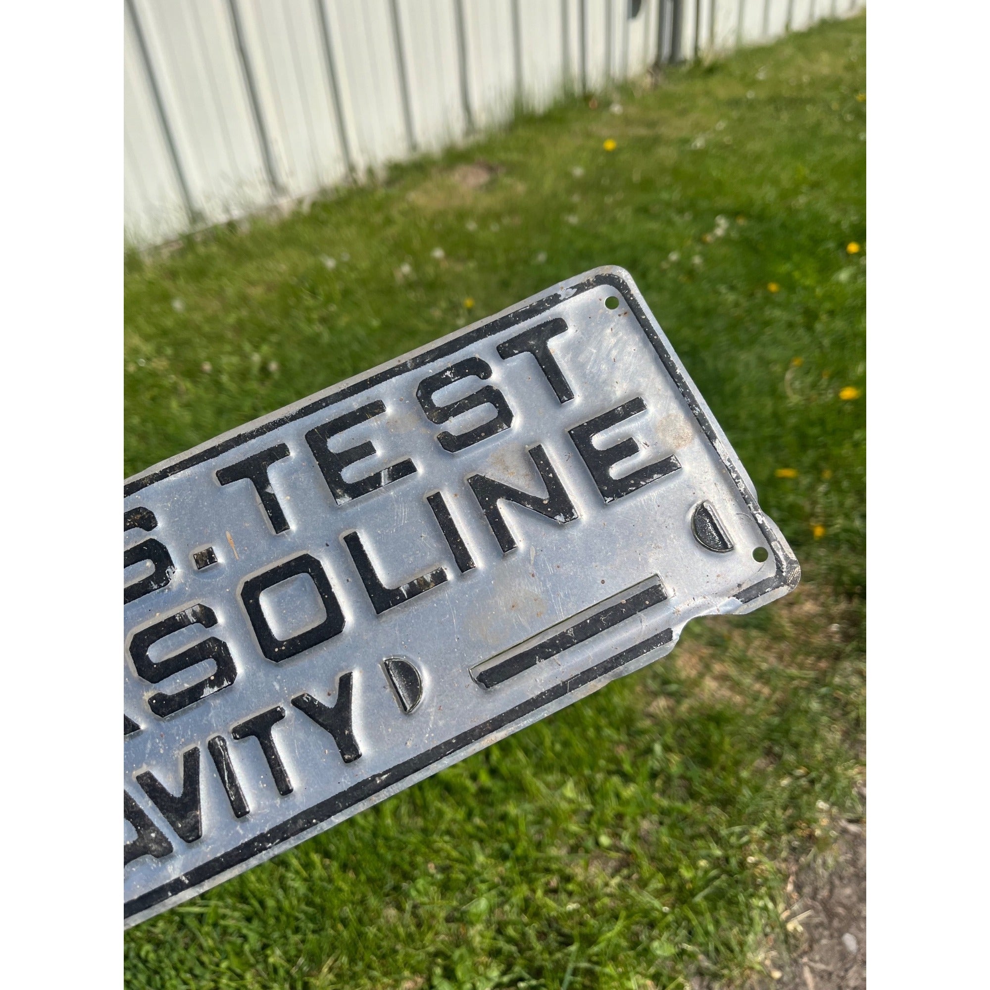 Vintage Wisconsin Test Gasoline Gravity Gas Embossed License Plate