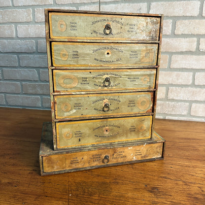 RARE Early 1900s Johnson & Johnson Bunion Pads Advertising Store Display Cabinet