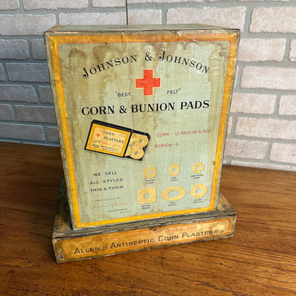 RARE Early 1900s Johnson & Johnson Bunion Pads Advertising Store Display Cabinet