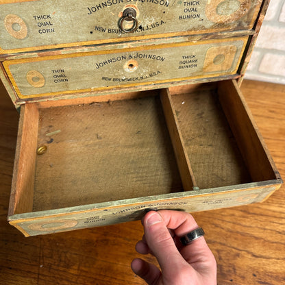 RARE Early 1900s Johnson & Johnson Bunion Pads Advertising Store Display Cabinet