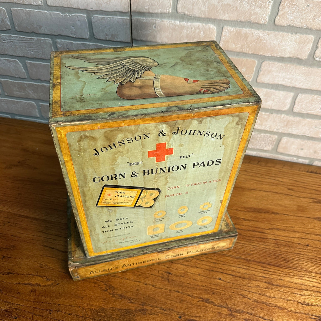 RARE Early 1900s Johnson & Johnson Bunion Pads Advertising Store Display Cabinet