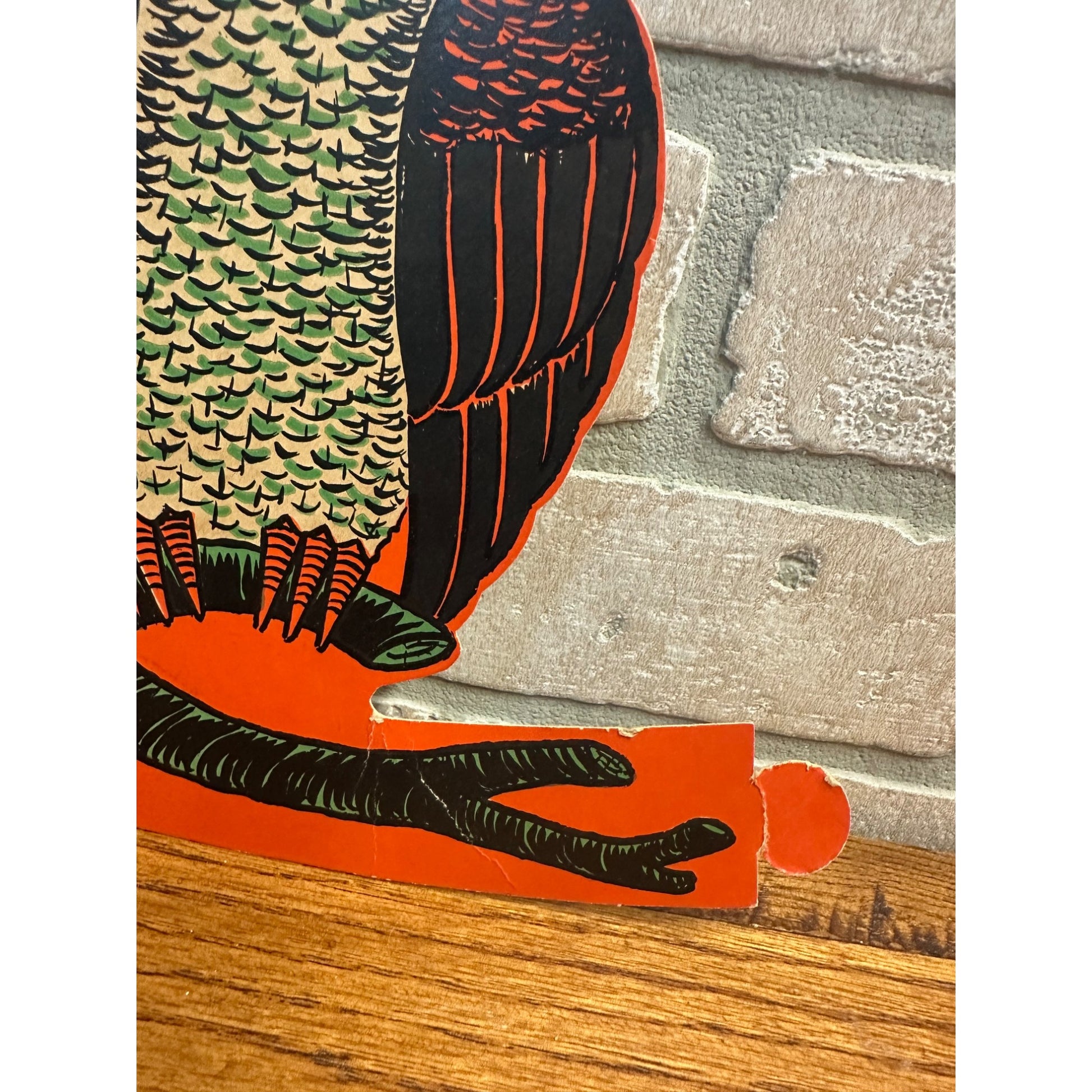 Vintage 1950s Beistle Halloween Diecut Standup - Owl on Branch