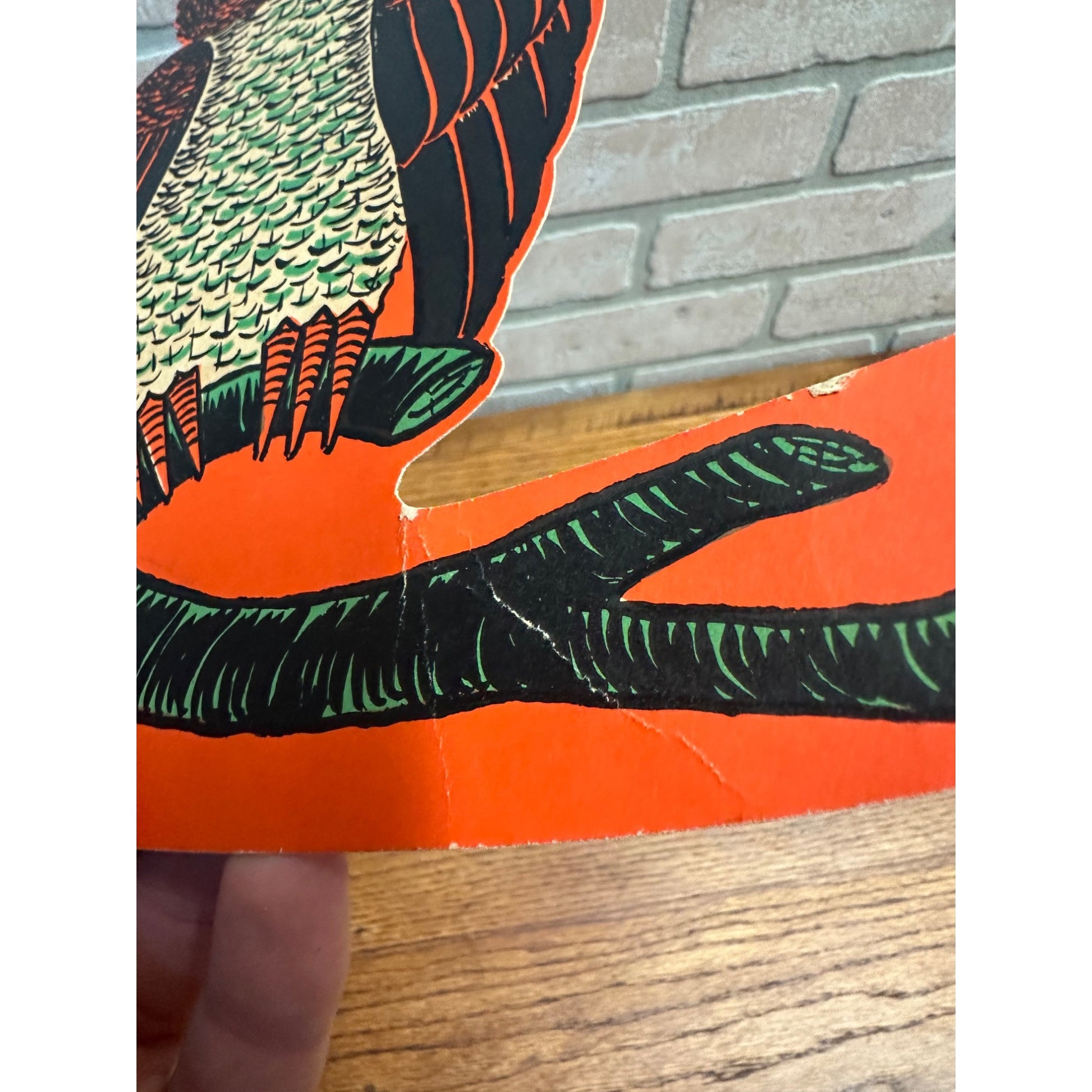 Vintage 1950s Beistle Halloween Diecut Standup - Owl on Branch