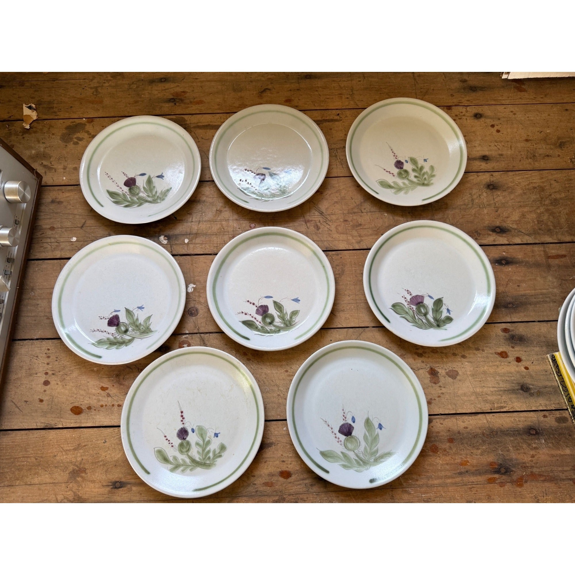 Buchan Thistle Serving Scotland Stoneware Pottery (8) 8" Salad Plates