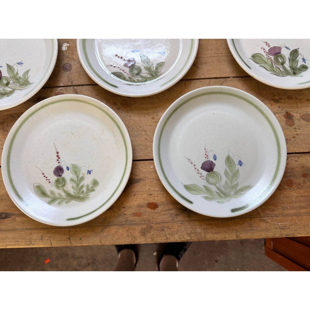 Buchan Thistle Serving Scotland Stoneware Pottery (8) 8" Salad Plates