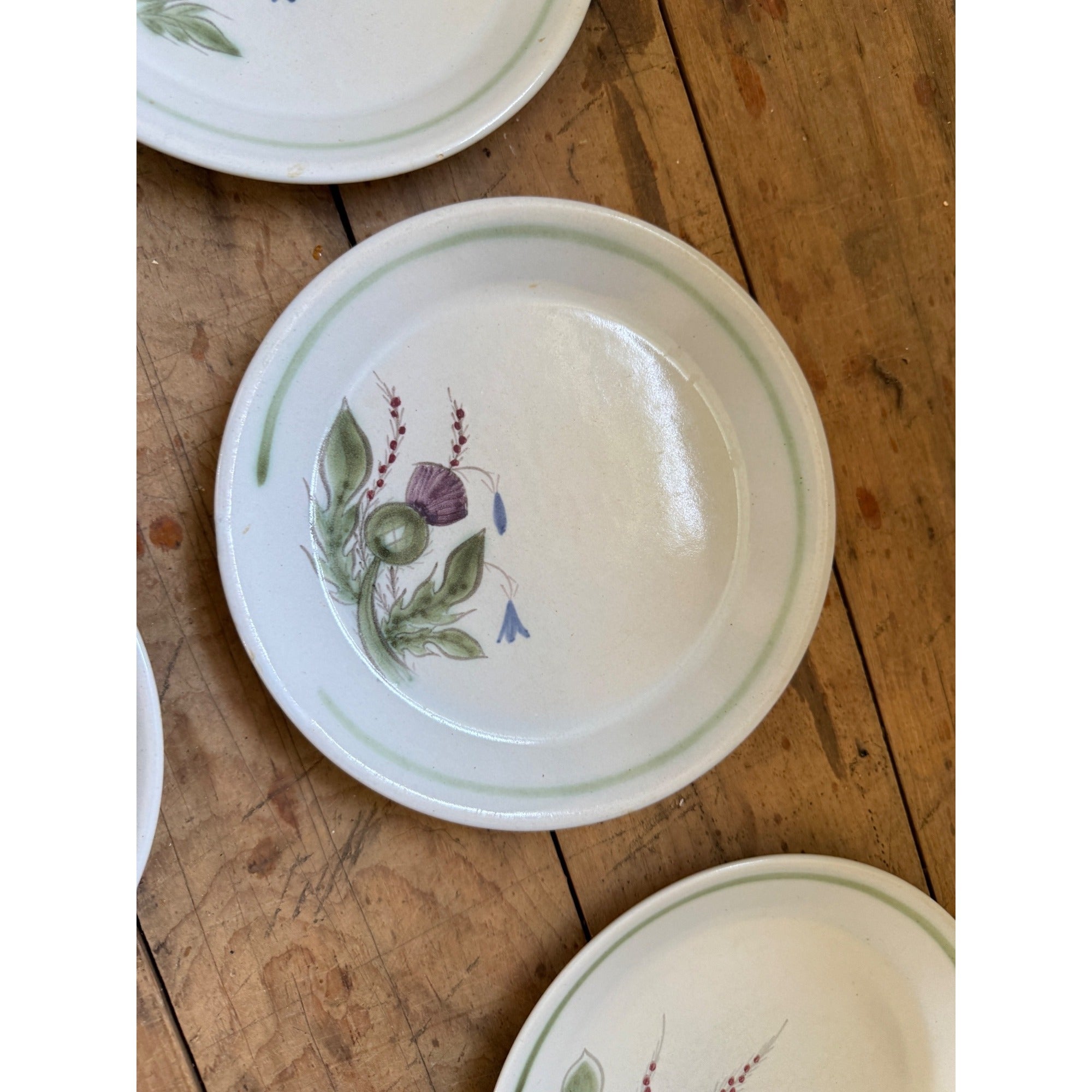 Buchan Thistle Serving Scotland Stoneware Pottery (8) 8" Salad Plates