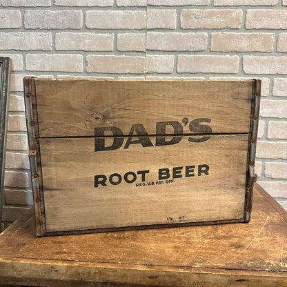 Vintage Wooden Soda Crate Dads Root Beer Bottling Box