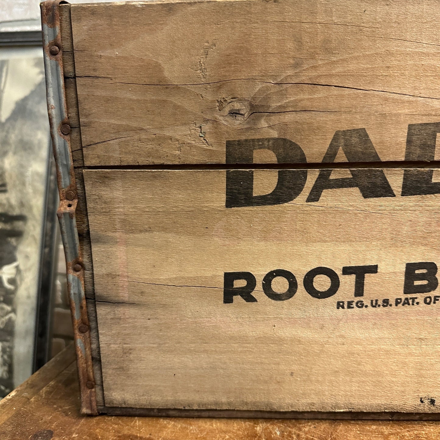 Vintage Wooden Soda Crate Dads Root Beer Bottling Box