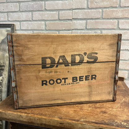 Vintage Wooden Soda Crate Dads Root Beer Bottling Box