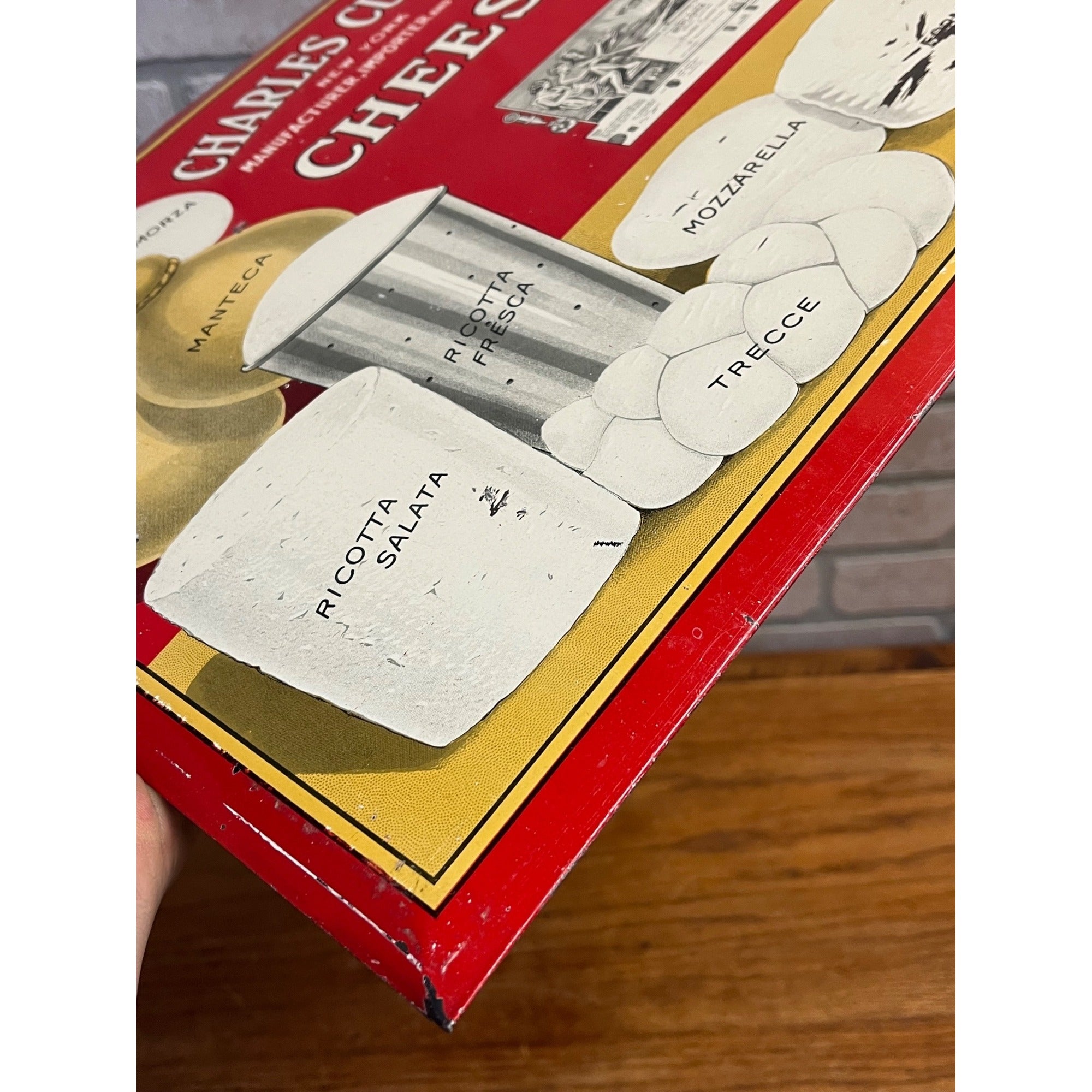 Vintage Charles Cuomo Cheese Tin Sign 19x13 Italian Deli Store Display NEW YORK