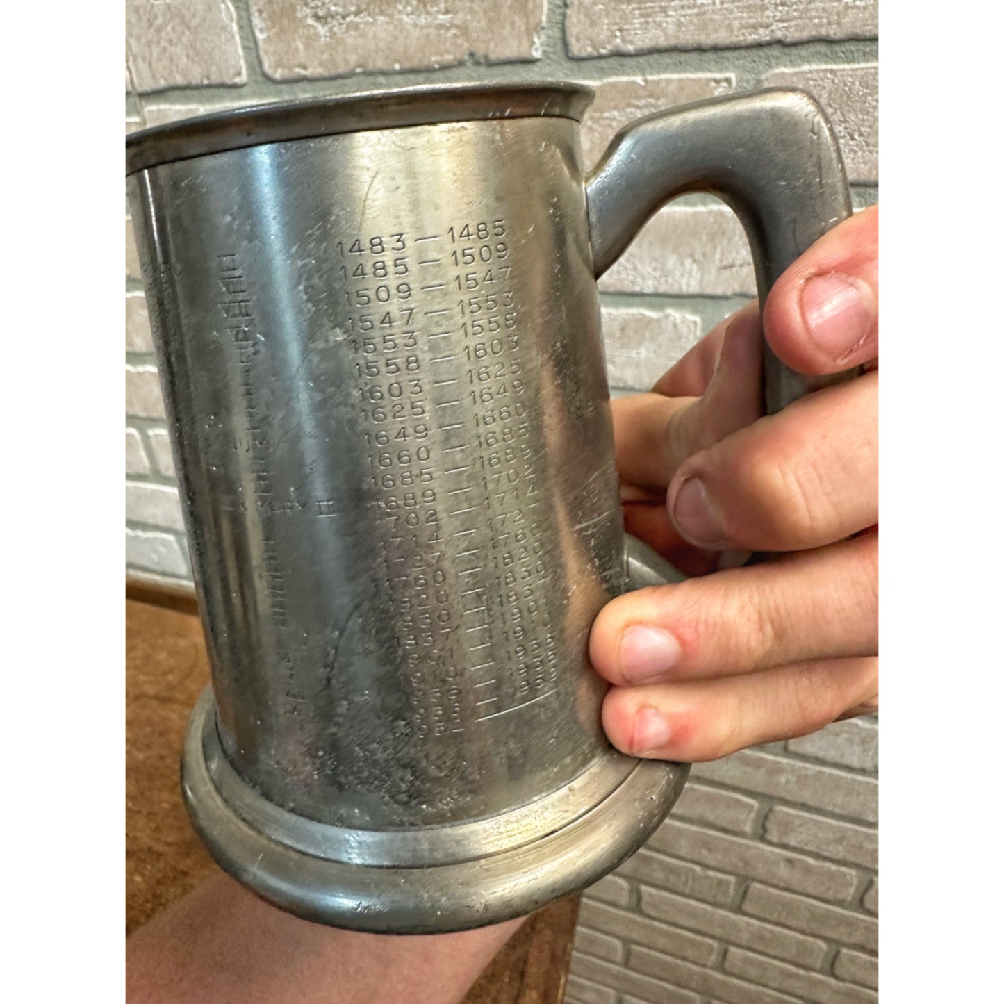 Vintage The Kings Tankard 871-1952 Sheffield English Pewter Mug Glass Bottom Cup