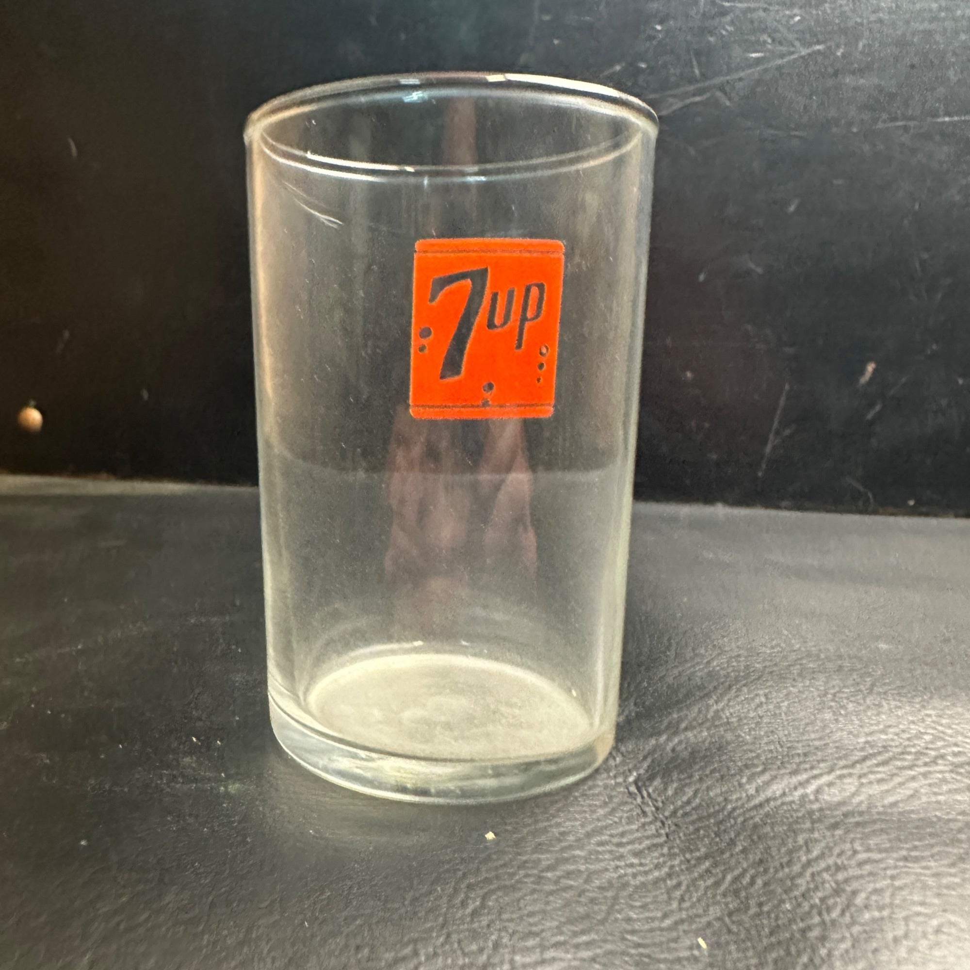 Vintage 7up  Soda Fountain Glass Cup Red ACL Seven Up