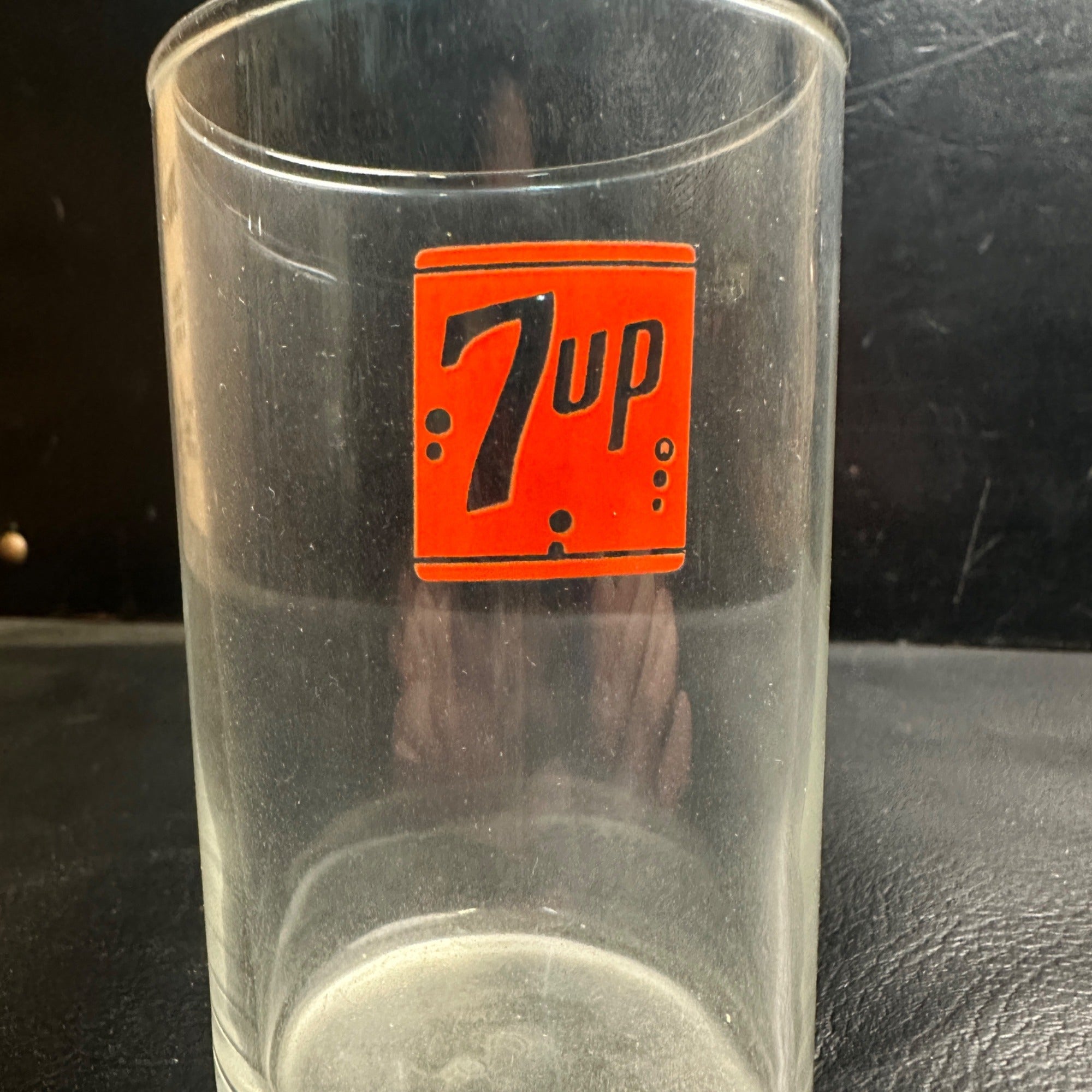 Vintage 7up  Soda Fountain Glass Cup Red ACL Seven Up