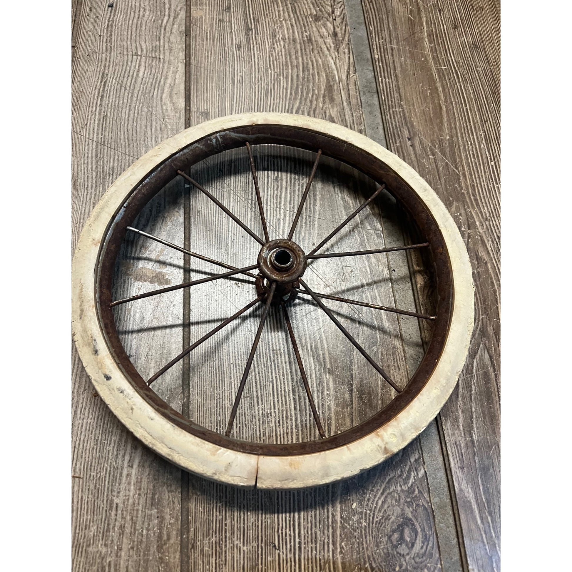 Antique Vintage Rubber & Metal Spoke Wagon Cart Pedal Car Buggy Wheels 10.5" Dia