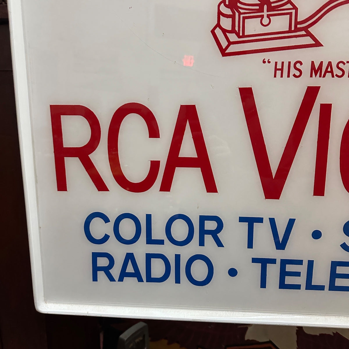 Old Rasio Sign Vintage RCA Victor Radio Television Sign Plastic Double-Sided Record S ...