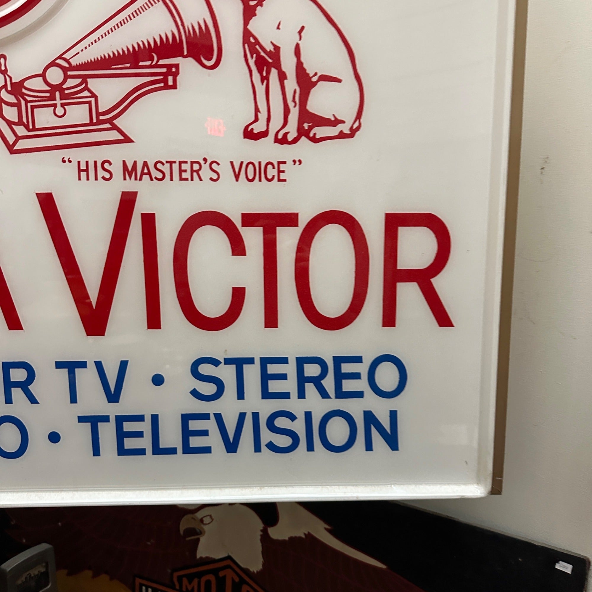 Vintage RCA Victor Radio Television Sign Plastic Double-Sided Record Store Sign