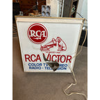 Vintage RCA Victor Radio Television Sign Plastic Double-Sided Record Store Sign