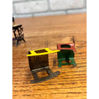 Vintage 1900s Cast Metal Miniature Dollhouse Furniture Bed, Sewing Machine & Chairs