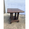 Antique Library Square Accent Table Turned Spiral Columns Dark Academia